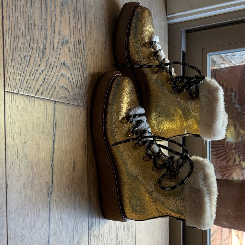 J. Crew Gold And Black Women's Winter Boots View 2